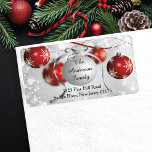 Modern Bokeh Snowflake Christmas Return Address Label<br><div class="desc">Dress up your envelopes, christmas cards, christmas party invitations & thank you note cards with our festive red & silver snowflake ornament return address labels! Our elegant return address label features beautiful red ornaments with silver snowflakes set on a chic silver bokeh background. The perfect formal finishing touch for your...</div>