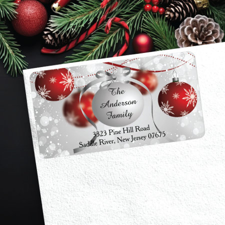 Modern Bokeh Snowflake Christmas Return Address Label