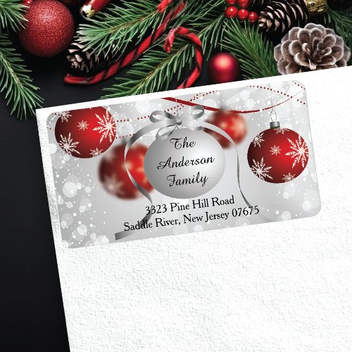 Modern Bokeh Snowflake Christmas Return Address Label