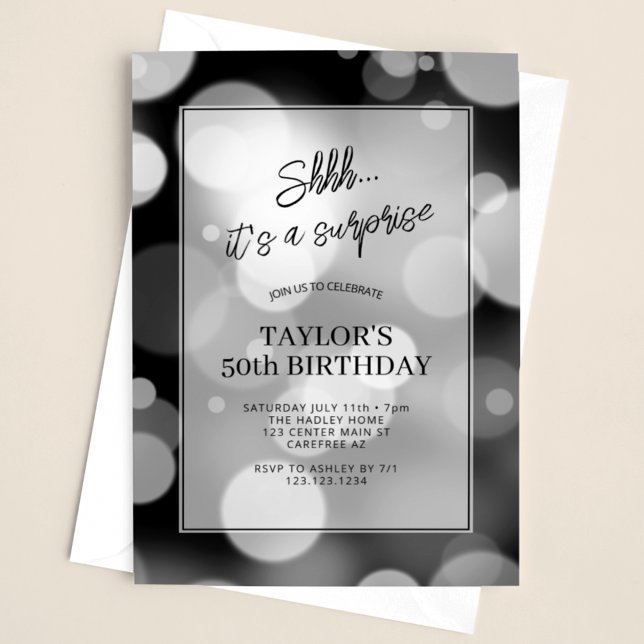 Modern Bokeh Surprise 50th Birthday Invitation (Creator Uploaded)