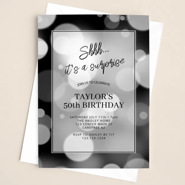 Modern Bokeh Surprise 50th Birthday Invitation | Zazzle