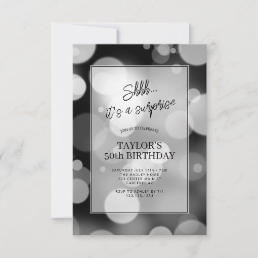 Modern Bokeh Surprise 50th Birthday Invitation | Zazzle