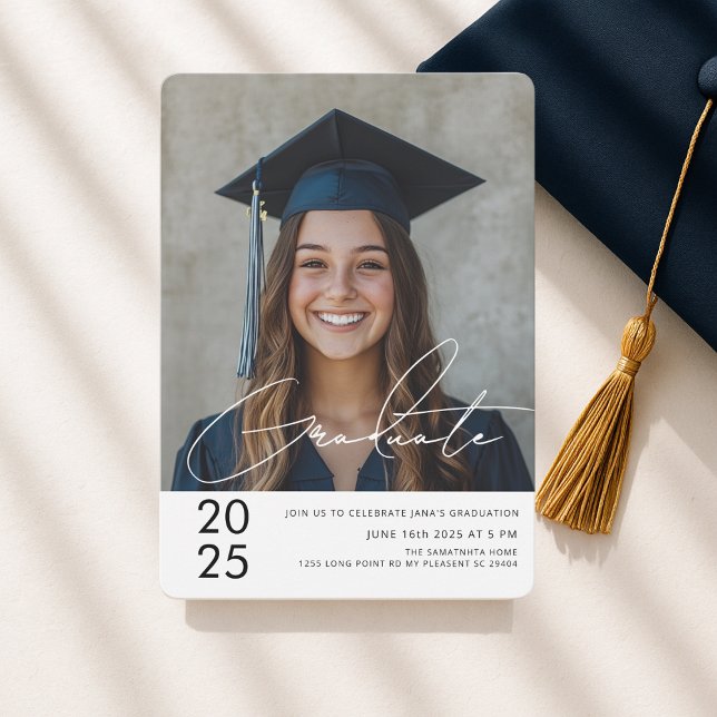Modern Bold 2025 Graduate Photo  Invitation (Creator Uploaded)