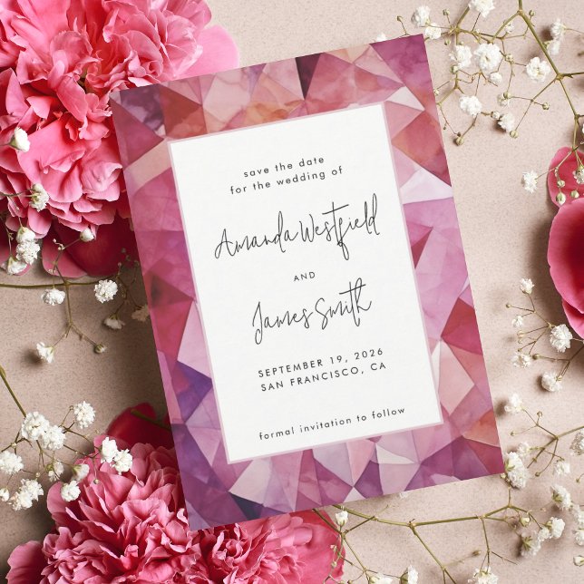 Modern Bold Abstract Magenta Hot Pink Wedding Save The Date (Creator Uploaded)