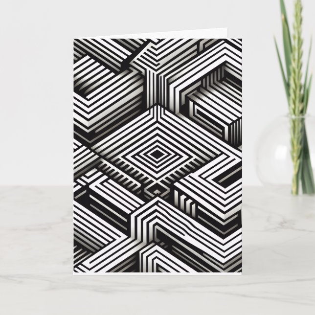 Modern bold Abstract Monochrome Geometric Pattern Card (Front)