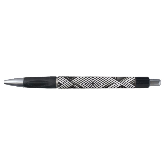 Modern bold Abstract Monochrome Geometric Pattern Pen (Front)