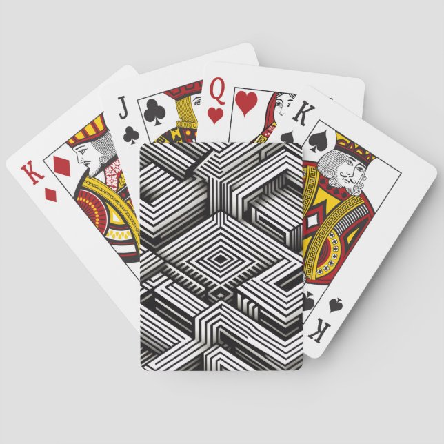 Modern bold Abstract Monochrome Geometric Pattern Poker Cards (Back)
