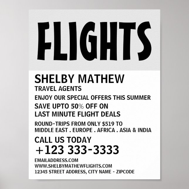 Modern Bold, Airline Advertising Poster (Front)