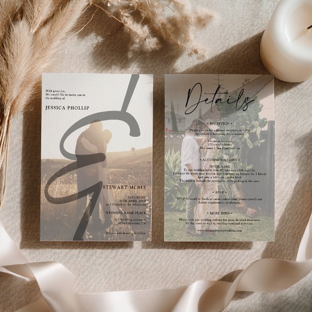 Modern bold all in one calligraphy wedding invitation (Modern bold all in one calligraphy wedding invitation)