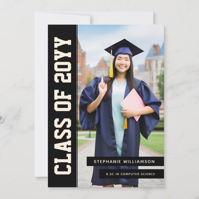 Modern Bold and Elegant Grad Photo Graduation Invitation (Back)
