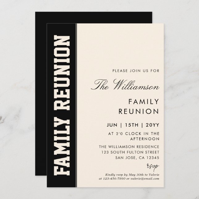 Modern Bold and Minimalist Family Reunion Invitation (Front/Back)
