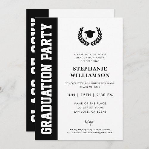 Modern Bold and Minimalist Grad Photo Graduation Invitation