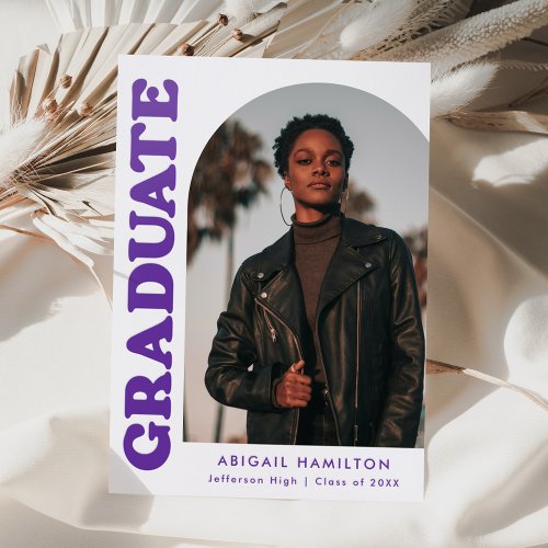 Modern Bold Arch Graduation Letterpress Photo Cards