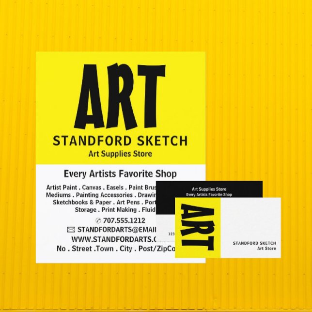 Modern Bold, Art Supplies Store Business Card (Creator Uploaded)