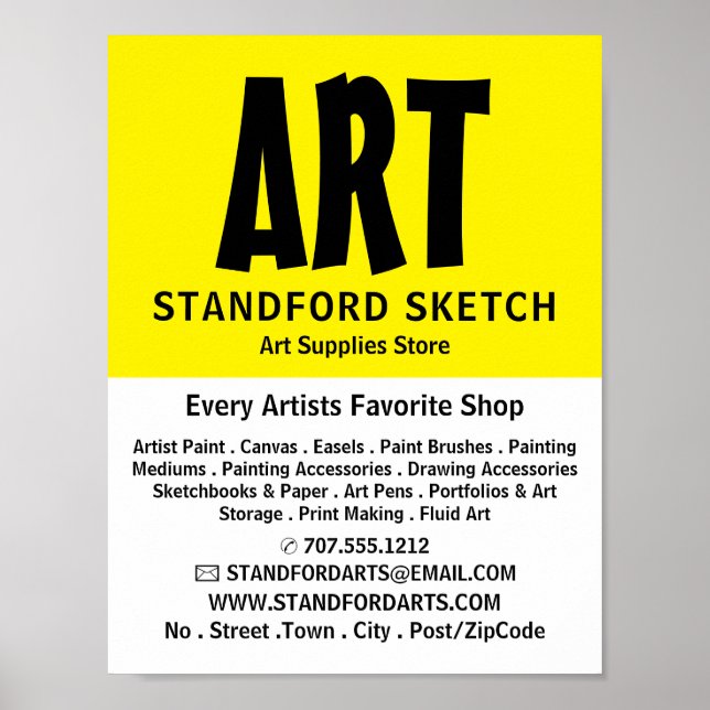 Modern Bold, Art Supplies Store Poster (Front)