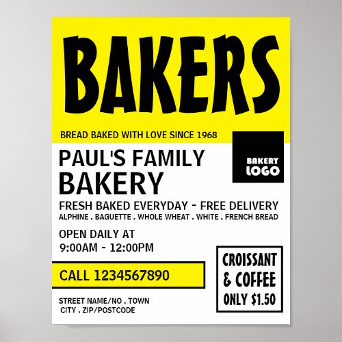 Modern Bold Bakery Store Advertising Poster