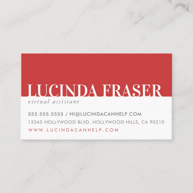 MODERN BOLD BAND minimal simple red gray Business Card (Front)