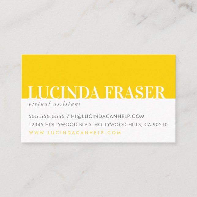 MODERN BOLD BAND minimal simple yellow gray Business Card (Front)