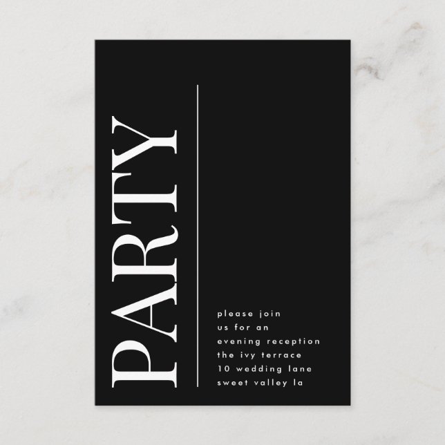 Modern Bold Big PARTY Wedding Reception Invitation (Front)