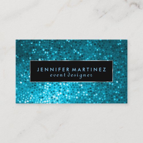 Modern Bold Black And Blue Glitter 2 Business Card Template