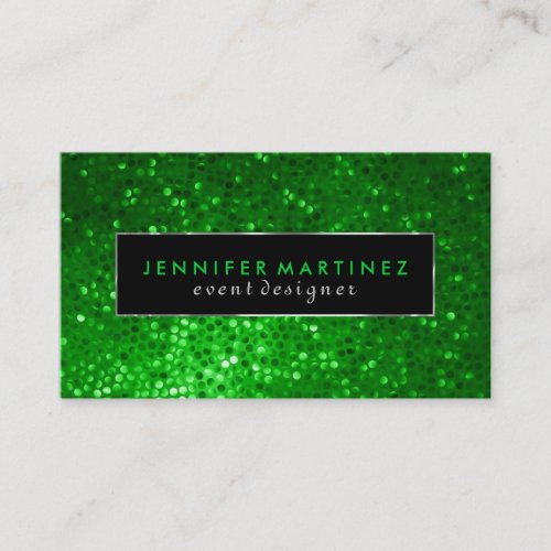 Modern Bold Black And Green Glitter 2 Business Cards