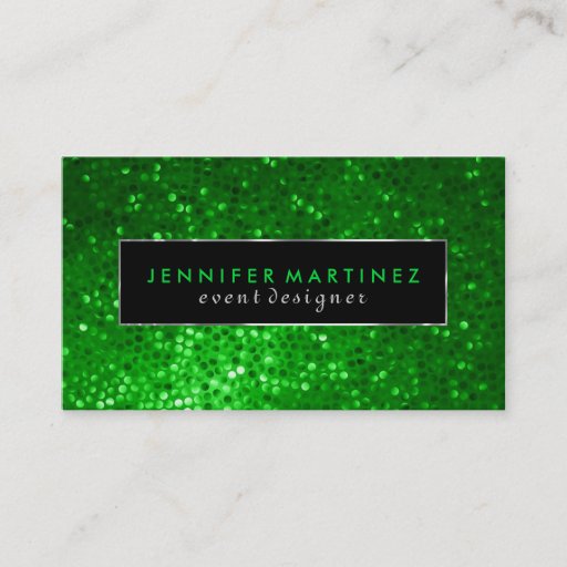 Customizable Modern Bold Black And Green Glitter 2 Business Cards