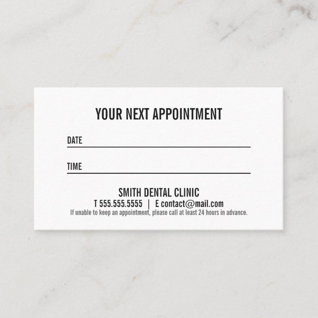 Modern Bold Black and White Appointment Card (Front)
