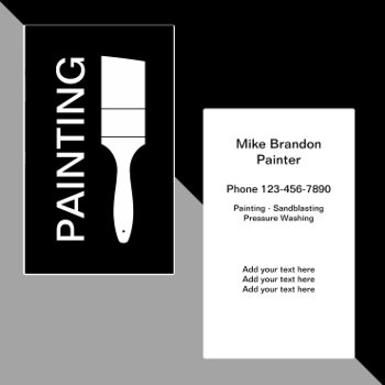 Modern Bold Black And White Painter Business Card by Luckyturtle at Zazzle