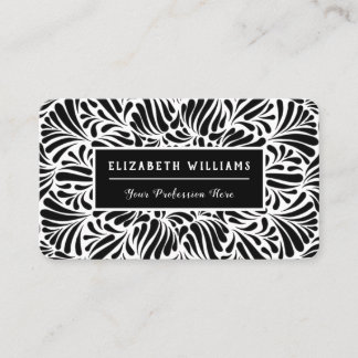 Modern Bold Black and White Swash Pattern Business Card