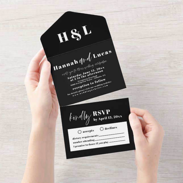 Modern Bold Black And White Typography All In One Invitation (Tearaway)
