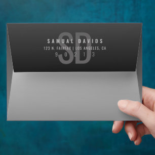 Modern Bold Black Ombre Return Address Envelope