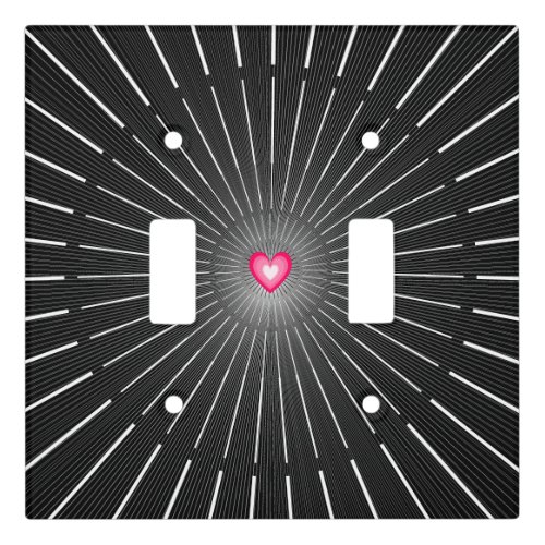 Modern Bold Black  Pink HeART Unique Stylish Cool Light Switch Cover