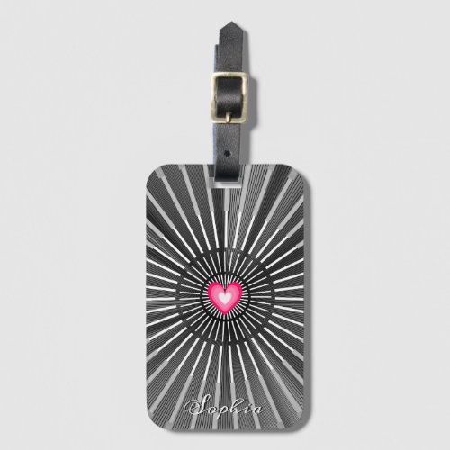 Modern Bold Black  Pink HeART Unique Stylish Cool Luggage Tag