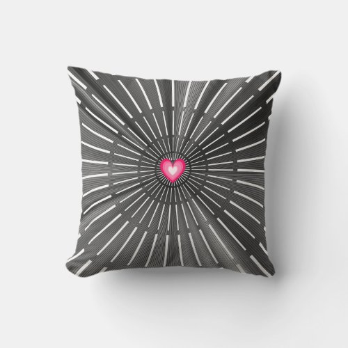 Modern Bold Black  Pink HeART Unique Stylish Cool Throw Pillow