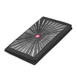 Modern Bold Black &amp; Pink HeART Unique Stylish Cool Trifold Wallet