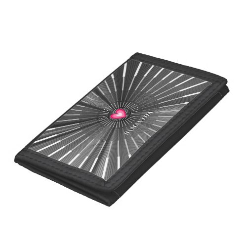 Modern Bold Black  Pink HeART Unique Stylish Cool Trifold Wallet