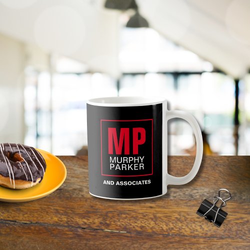 Modern Bold Black Red White Business Monogram Logo Coffee Mug