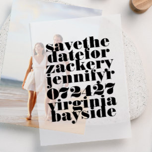 Modern Bold Black Scripti Save The Date Vellum Invitations