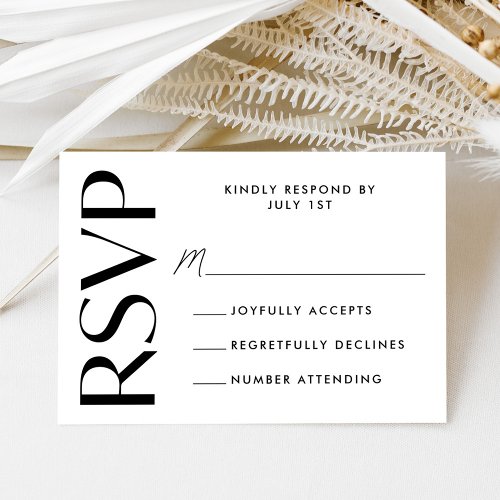 Modern Bold Black Typography Wedding RSVP Card