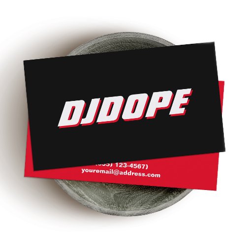 Customizable Modern BOLD Black White and Red Typography DJ Business Card