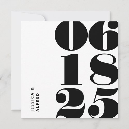 Modern Bold Black White Big Date Wedding Save The Date