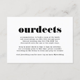 Modern Bold Black White Extra Info Our Details Enclosure Card