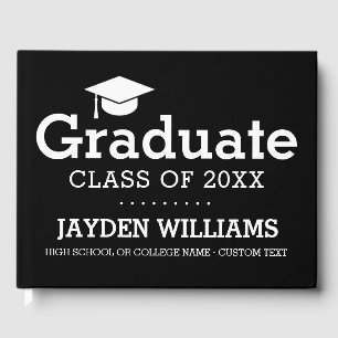 Modern Bold Black & White Graduation Custom Guest Book