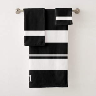 BLACK & WHITE STRIPES XL Hand & Bath Towel by PATTERNS & COLOR