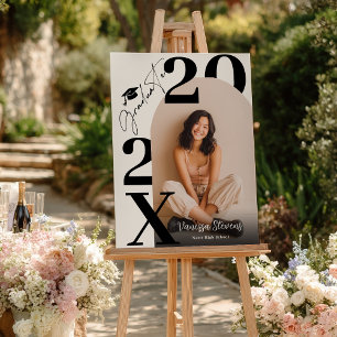 Modern Bold Black white Trendy photo graduation Foam Board