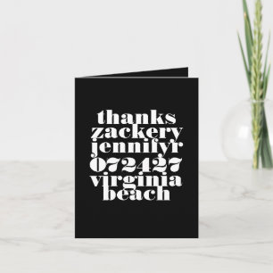 Modern Bold Black White Wedding Photo Letterpress Thank You Card