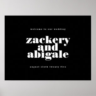 Modern Bold Black White Welcome Wedding Poster