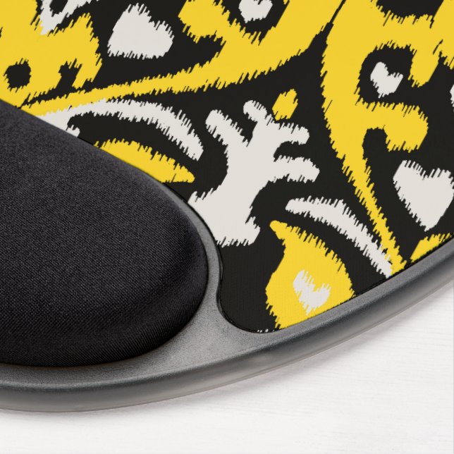 Modern bold black yellow ikat tribal pattern gel mouse pad (Right Side)