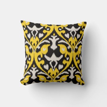Modern Bold Black Yellow Ikat Tribal Pattern Throw Pillow by TintAndBeyond at Zazzle