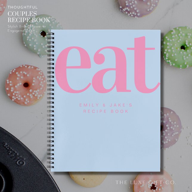Modern Bold Blue Couples Engagement Gift Recipe Notebook (Creator Uploaded)